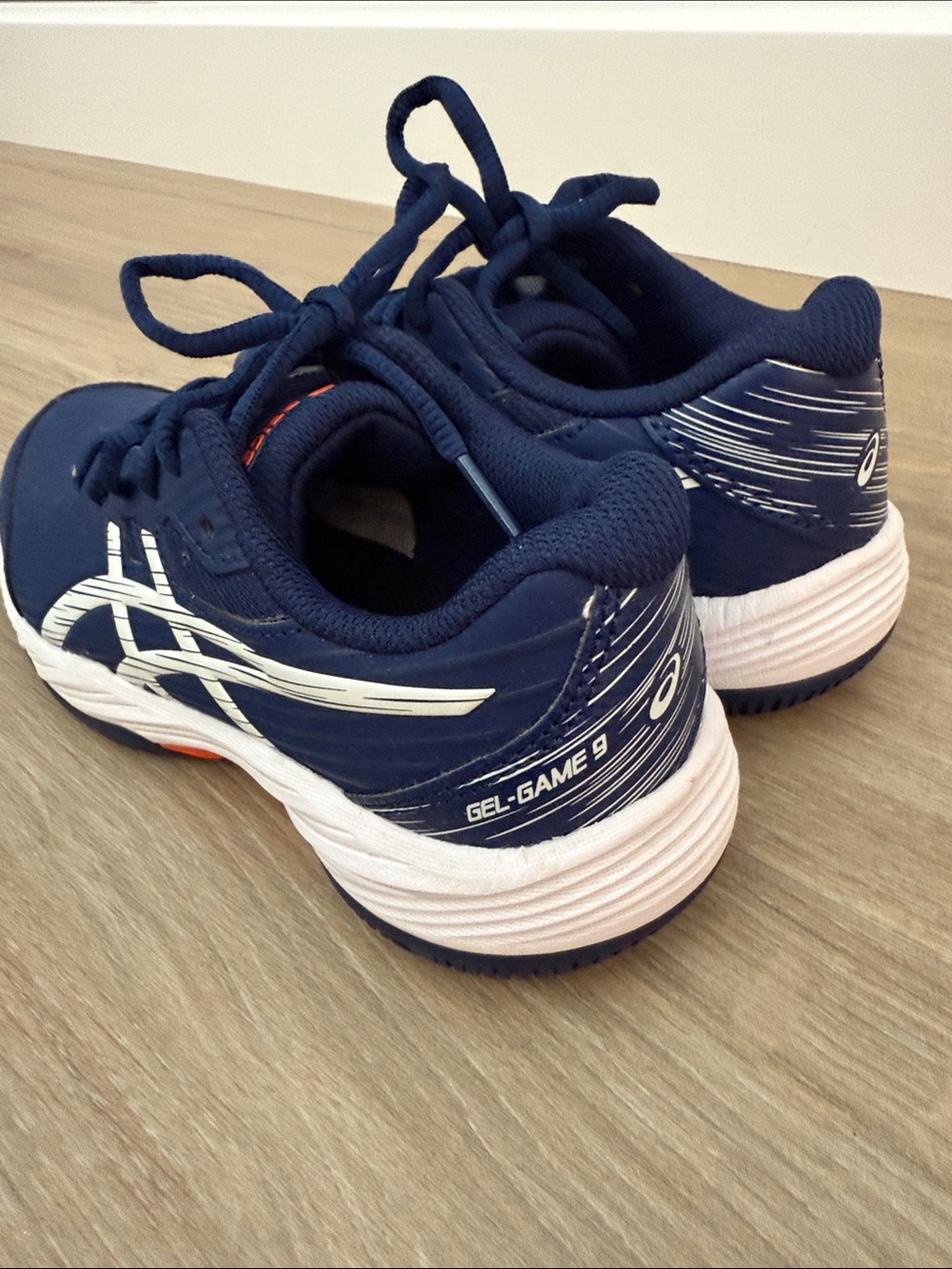 Asics Kids Navy and White Court Sneakers with Orange Accent - Picture 6 of 6
